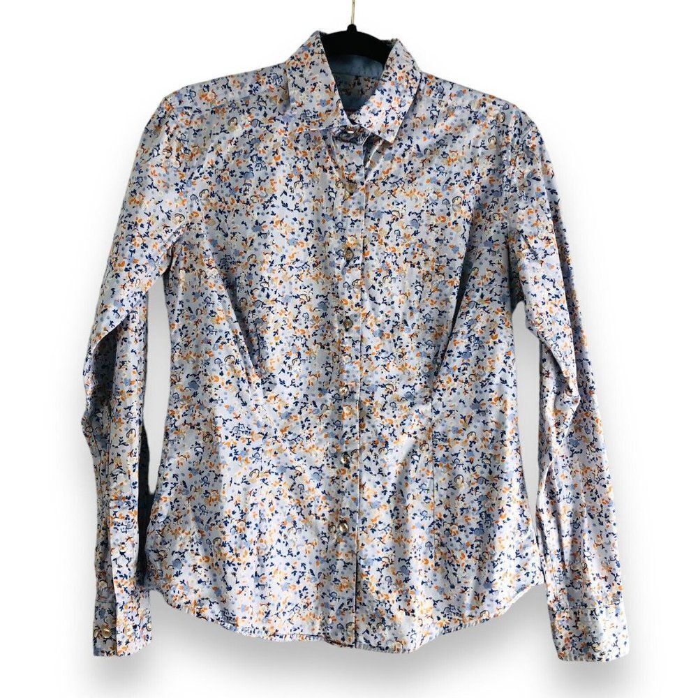 Axxess‎ High Quality Women’s Size Large 100% Cotton Floral Blouse Long Sleeve